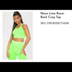 Neon rib racer back crop top
